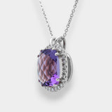 Necklace with a purple amethyst on a white background