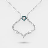 White gold necklace with a heart-shaped pendant on a white background