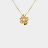 Sculpted Bloom Pendant Small 18K Gold with Diamond