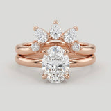 Oval-Cut Engagement Ring with Diamond Crown Band