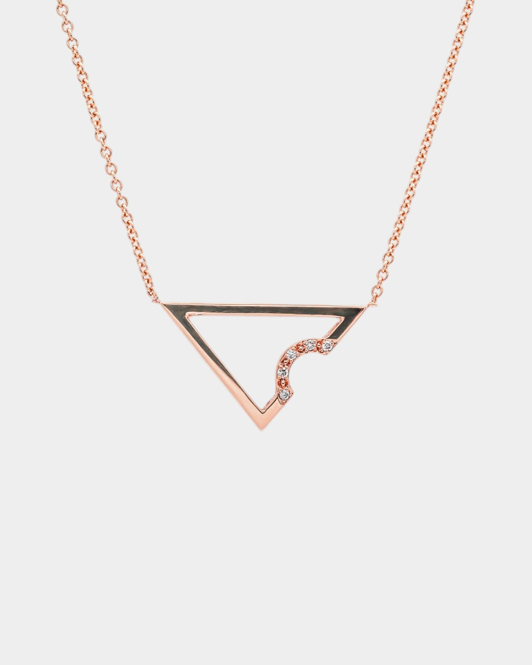 delta-shaped necklace in rose gold