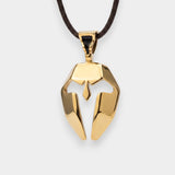 spartan mask pendent in gold color