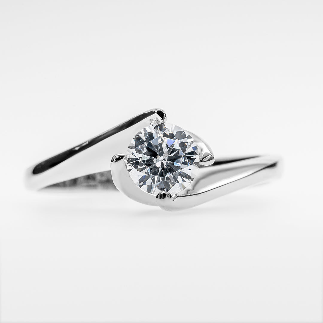 Diamond engagement ring on a white background