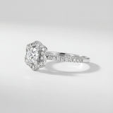 Diamond ring on a light gray background