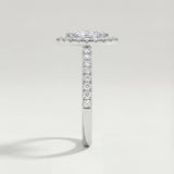 Diamond ring with a unique design on a light gray background