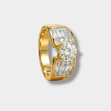 Round Brilliant & Baguette Engagement Ring Art Deco