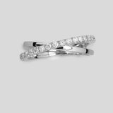 18K White Gold and Diamond Crossover Ring by Papadopoulos Jewellery