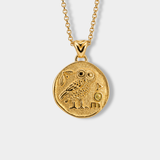 Athena's Owl Coin Necklace Gold