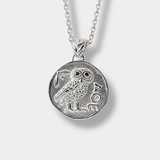 Athena's Owl Coin Necklace Silver