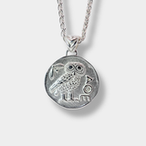 Athena's Owl Coin Necklace Silver