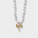 Minoan Labrys Baroque Pearl Necklace Silver