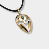 Spartan Helmet Pendant 14K Gold with Emerald