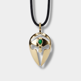 Spartan Helmet Pendant 14K Gold with Emerald