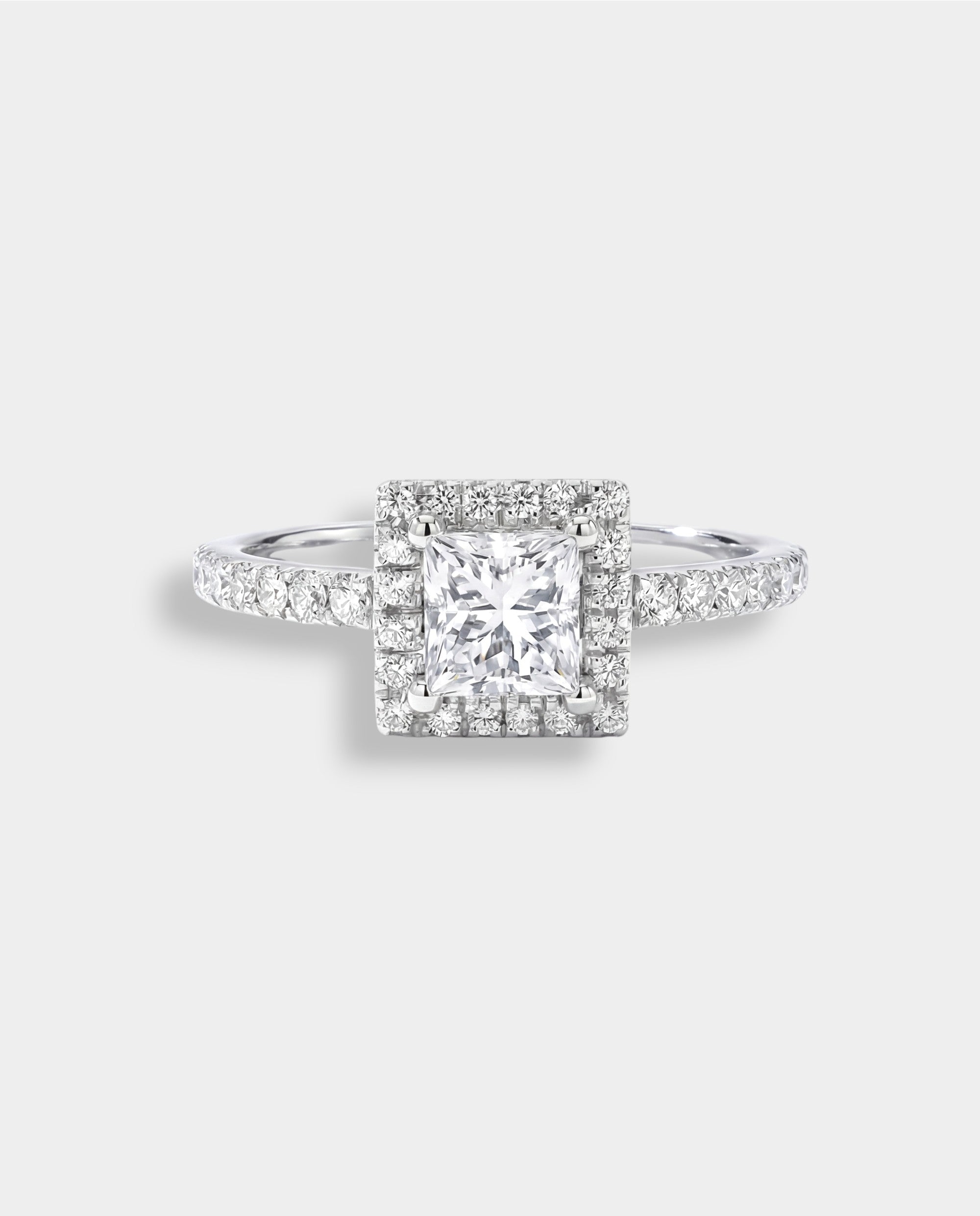 princess cut halo engagement ring
