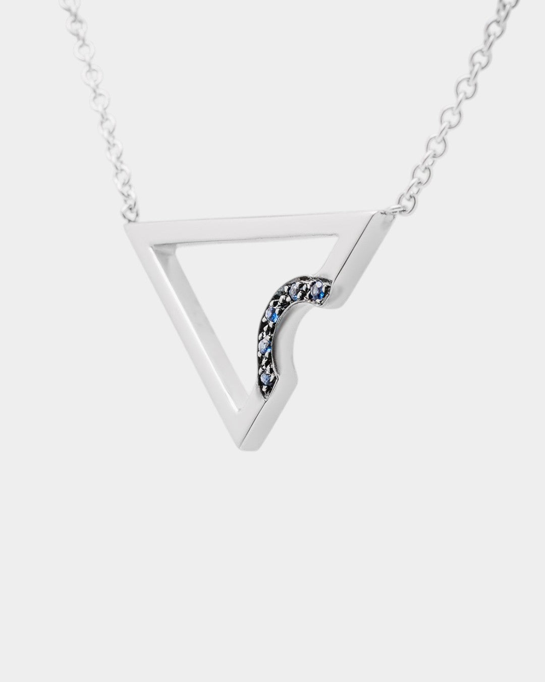 Necklace with a geometric triangle pendant on a white background