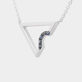 Necklace with a geometric triangle pendant on a white background
