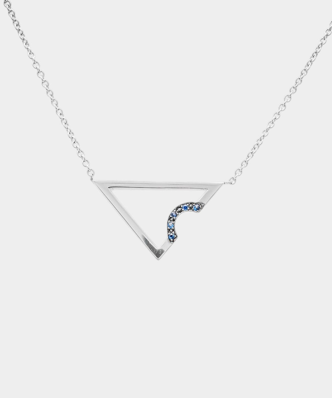 Necklace with a geometric triangle pendant on a white background