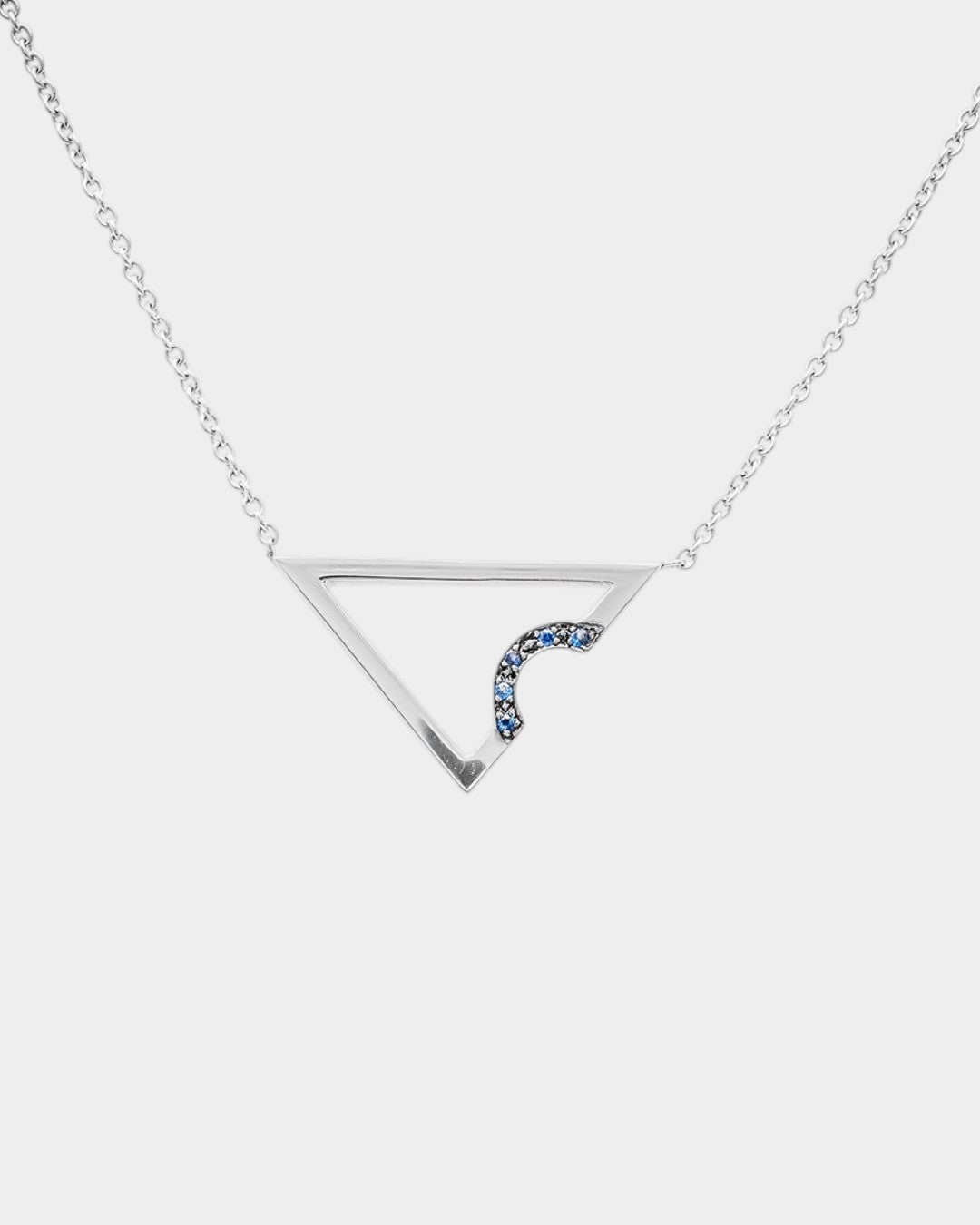 Necklace with a geometric triangle pendant on a white background